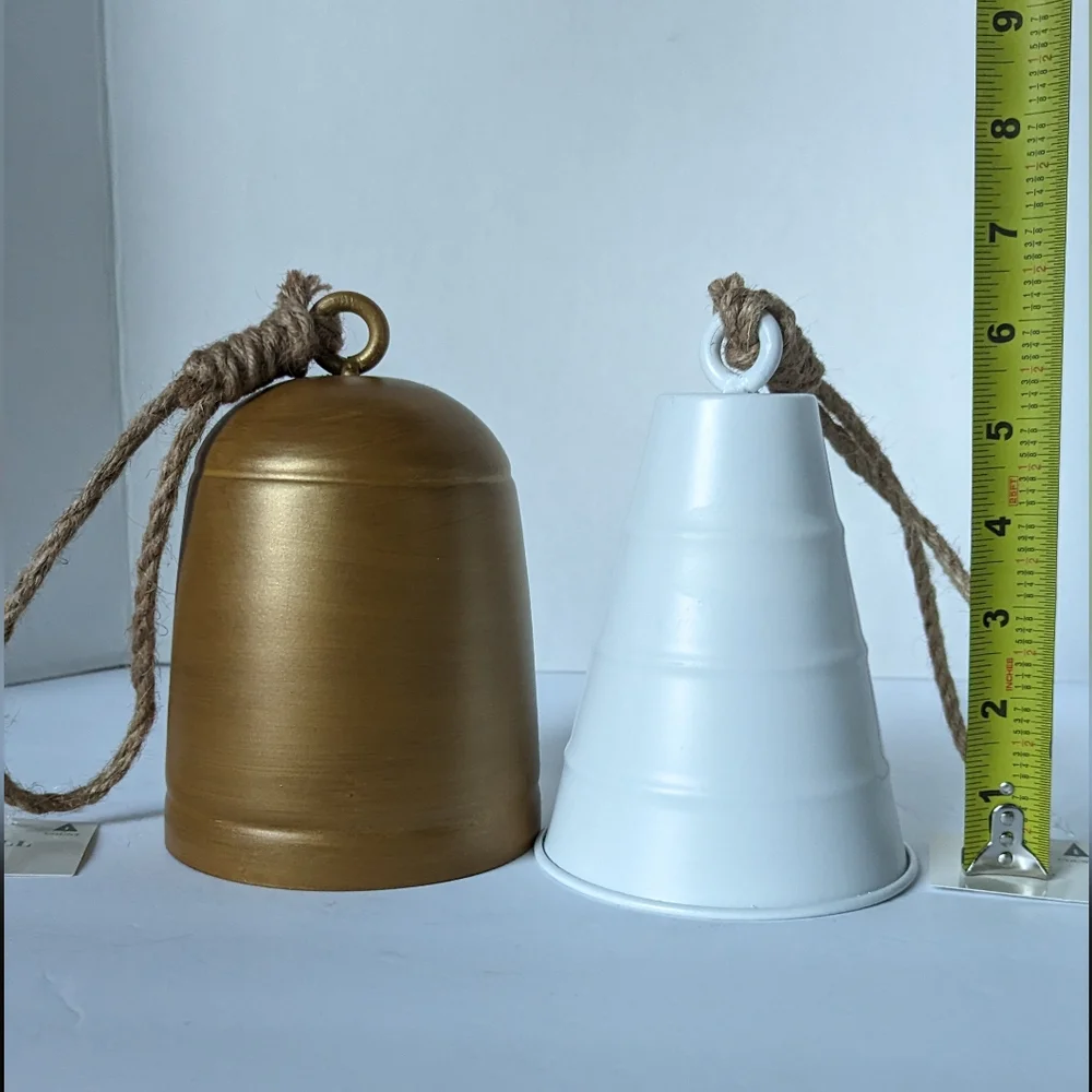 Target Bullseye Playground Summer Nautical White & Bronze 2pc Farmhouse Bells - Picture 10 of 11